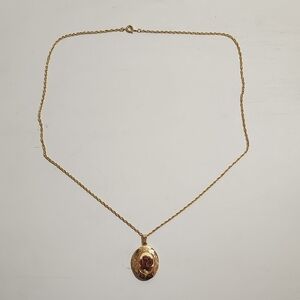 Goldtone Rose Cottagecore Locket Vintage Necklace